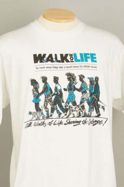 1992 AIDS Walk T-Shirt, figures walking together