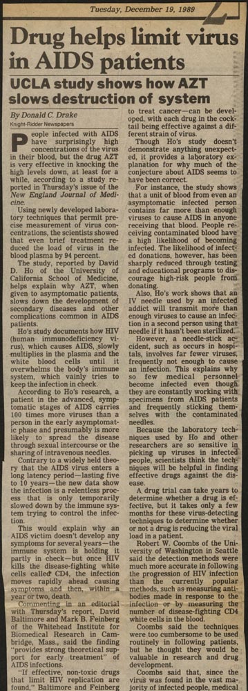 Drug Helps Limit Virus... Kansas City Star/Times October 19, 1989