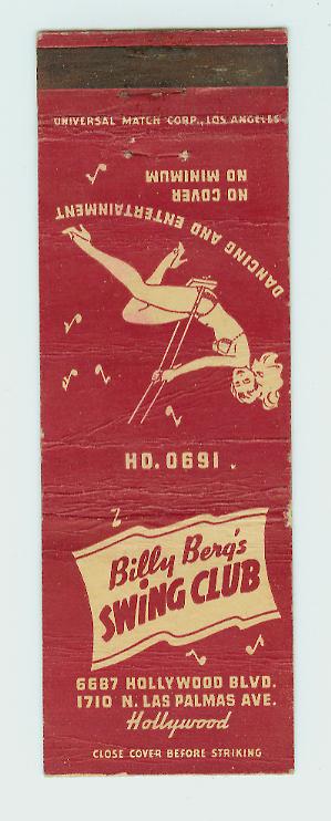 Matchbook from Billy Berg's