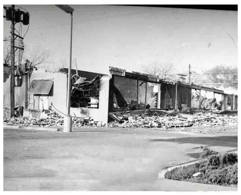 The Crown Drug Store, destroyed in the night’s fires