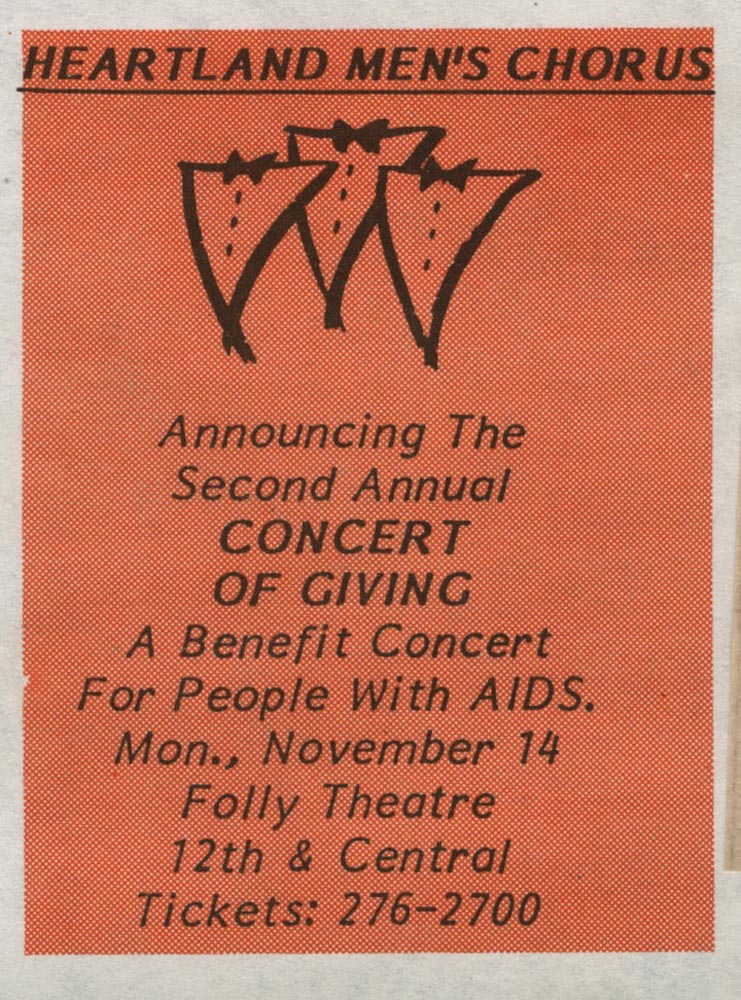 Heartland Men's Chorus 2nd Annual AIDS Benefit Concert November 14, 1988