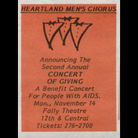 Heartland Men's Chorus 2nd Annual AIDS Benefit Concert November 14, 1988