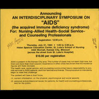 Kansas City AIDS Symposium Announcement July 21, 1983