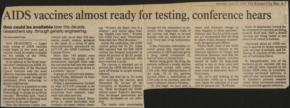 AIDS Vaccines Almost Ready... Kansas City Star 