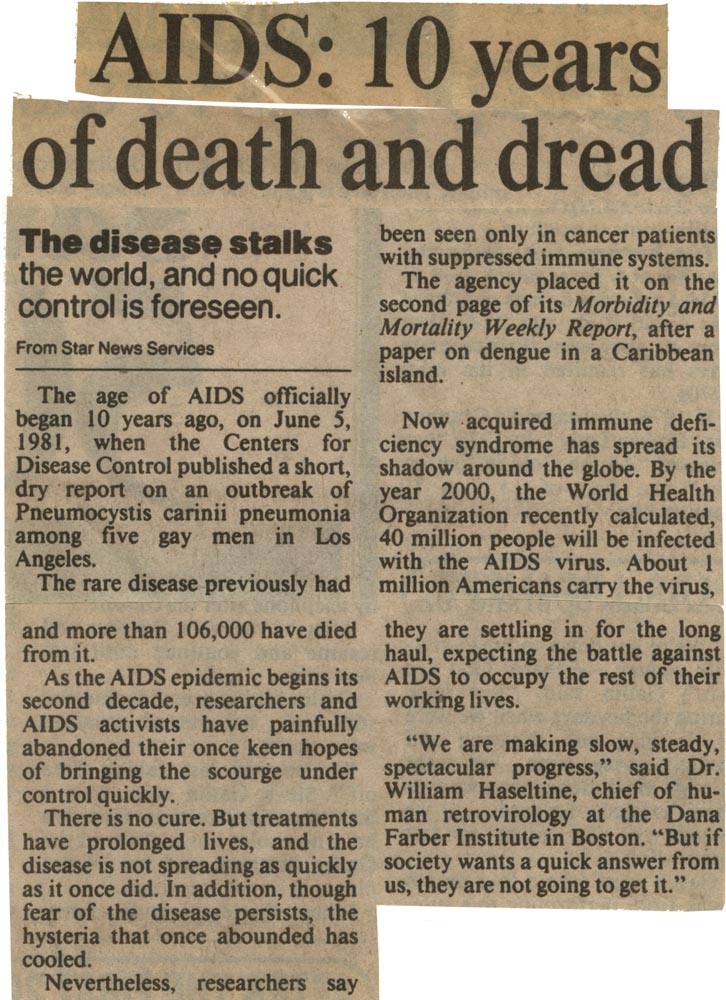 AIDS: 10 Years Of Death And Dread Kansas City Star 
