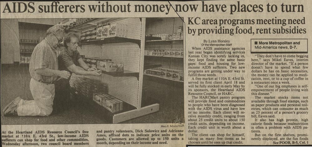 AIDS Sufferers Without Money... Kansas City Star/Times 1989